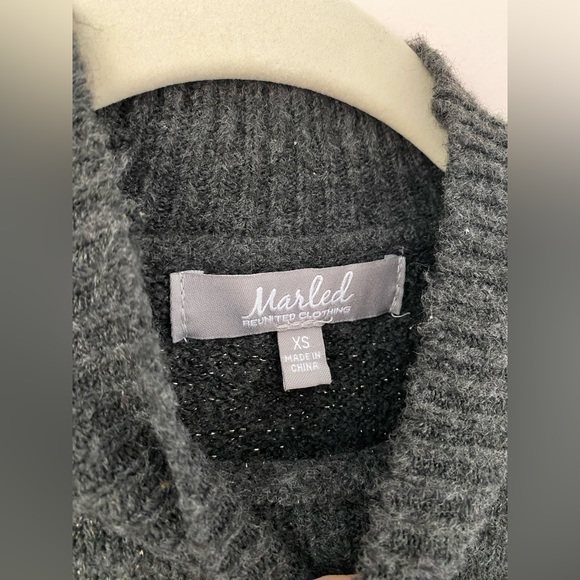 Marled Reunited Clothing Grey Balloon Sleeve Sweater - Picture 4 of 5